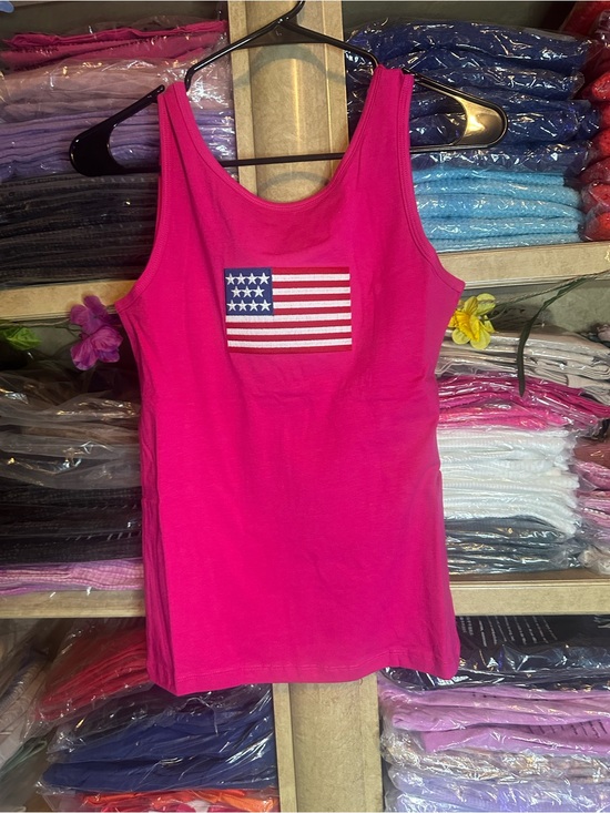 Zenana Outfitters Tops - Zenana Outfitters Hot Pink American Flag Tank Top